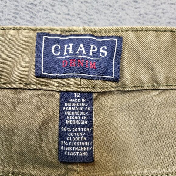 NWT Chaps Denim Pants Womans 12 Green Straight Leg Stretch Distressed - Picture 3 of 10